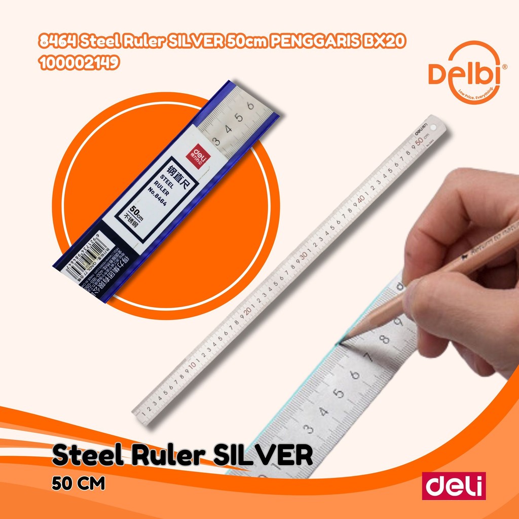

Deli 8464 Drafting Ruler / Penggaris Steel 50cm 8464 Steel Ruler SILVER 50cm PENGGARIS BX20