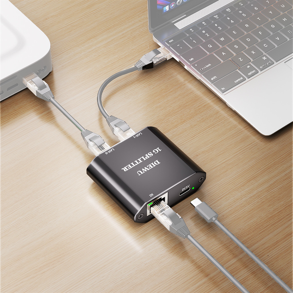 1 to 2 RJ45 Port Network Splitter Gigabit Switch 3-Ports 10/100/1000Mbps RJ45 Unmanaged Ethernet Swi