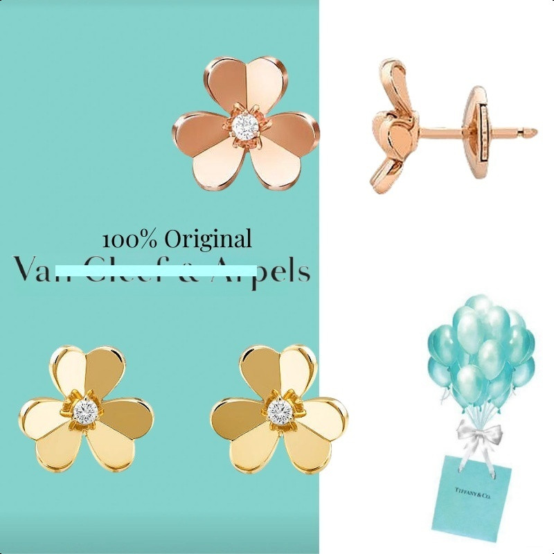 【Emas Asli 18K/ Original】 Frivole Anting Kecil Emas 18K/anting Wanita/anting Vancleef Emas