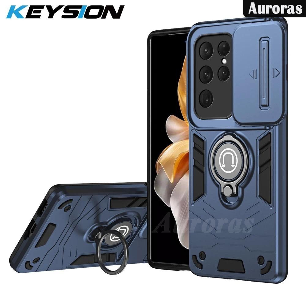 Untuk Samsung S24 Ultra 5G Phone Case Camera Lens Protector Shockproof Armor Iron Metal Car Ring Kic