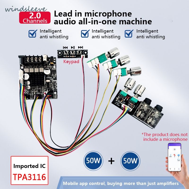 Audio Stereo Bass Power Amplifier Board ZK-502MT TPA3116D2 Bluetooth 5.0 50Wx2+100W Amplifier Mini B
