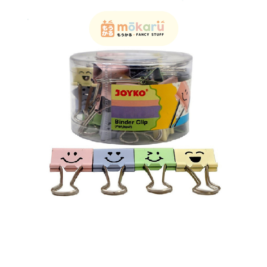 

Joyko Set Binder Clip 155 FC2 Klip Ukuran Sedang Penjepit Kertas Smile Pastel Murah