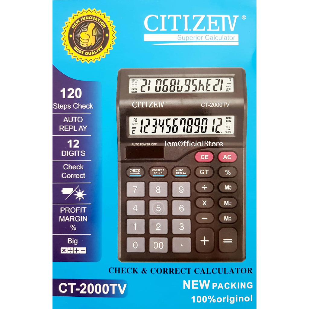 

Kalkulator 2 Layar Ct-2000Tv 12 Digit - Calculator Check Dual 2 Power