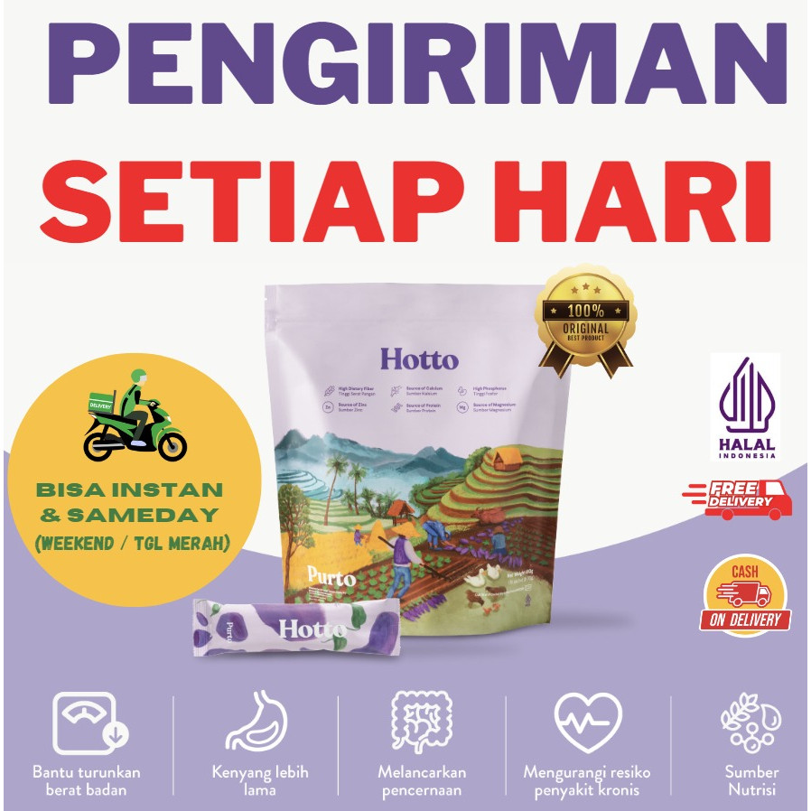 

PROMO 1 Pouch Hotto Purto (16 sachet) - Superfood Multigrain dengan Ubi Ungu || Aman untuk Kolestrol, Diabetes, Maag