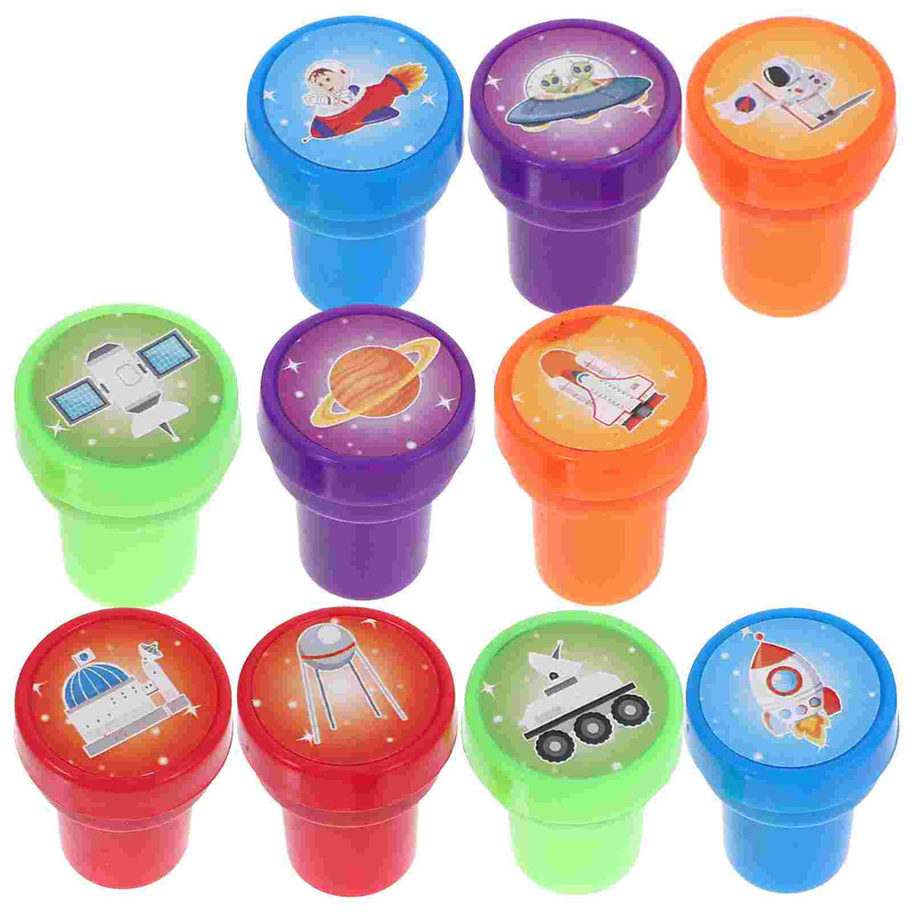 

10 Pcs Space Universe Seal Plastic Stamps DIY for Kids Party Favors Toddler Christmas