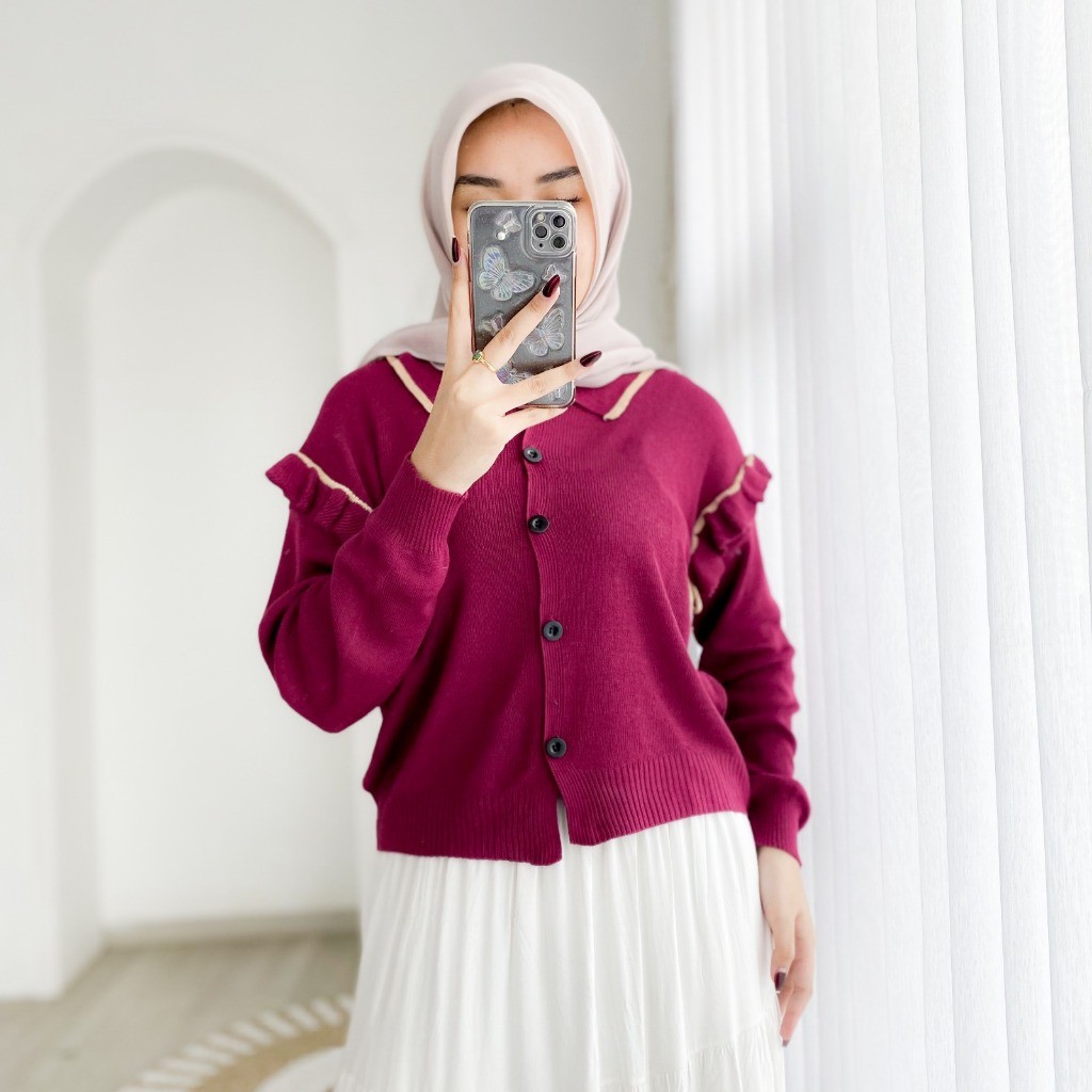 ASHELA CARDI - Cardigan Rajut Hangat Cardigan Kancing Depan atasan Cardigan Korean