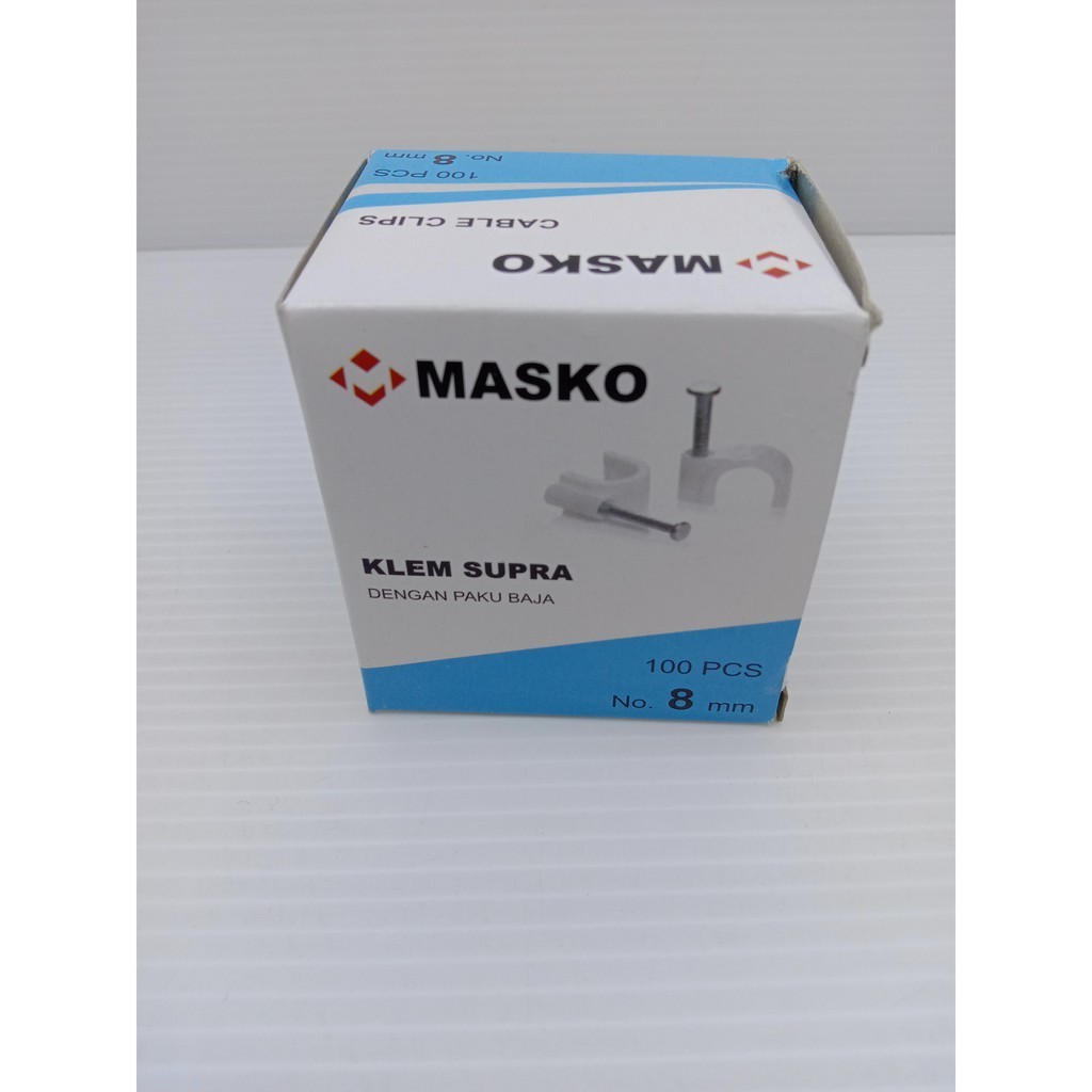 Grosir Diskon MASKO Supra Klem Kabel 8mm / Klem Paku Beton KOTAK isi 100pcs Murah