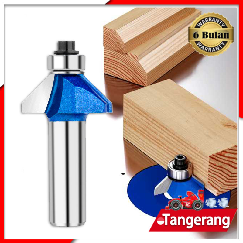 1/4" Mata Profil Kayu 6mm 45° Chamfer Mata Router 45 Derajat 6mm Mata Profil Router