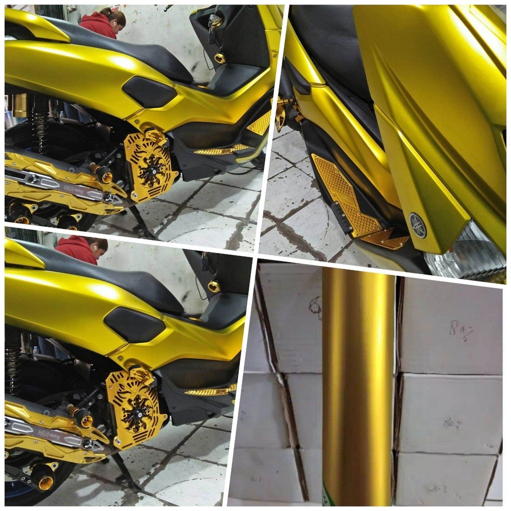 Skotlet Motor Kuning Emas Doff Sticker Scotlet Gold Metalik Crome Chrome Dop
