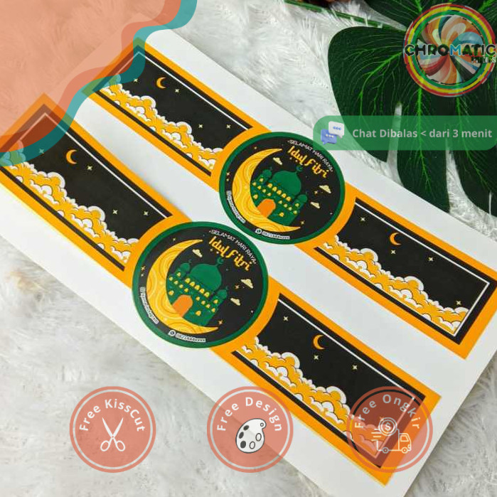 

chromatic Cetak Sticker Segel Bentuk Jam Tangan Idul Fitri Stiker Label Lebaran Ramadhan Custom
