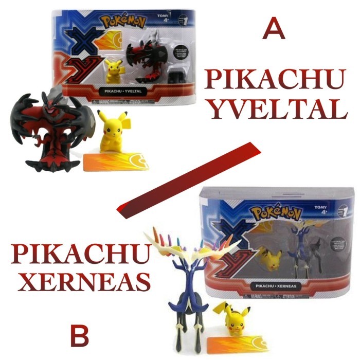 Tomy Pokemon XY 2 Pack Figure - YVELTAL + PIKACHU - XERNEAS + PIKACHU - A. YVELTAL