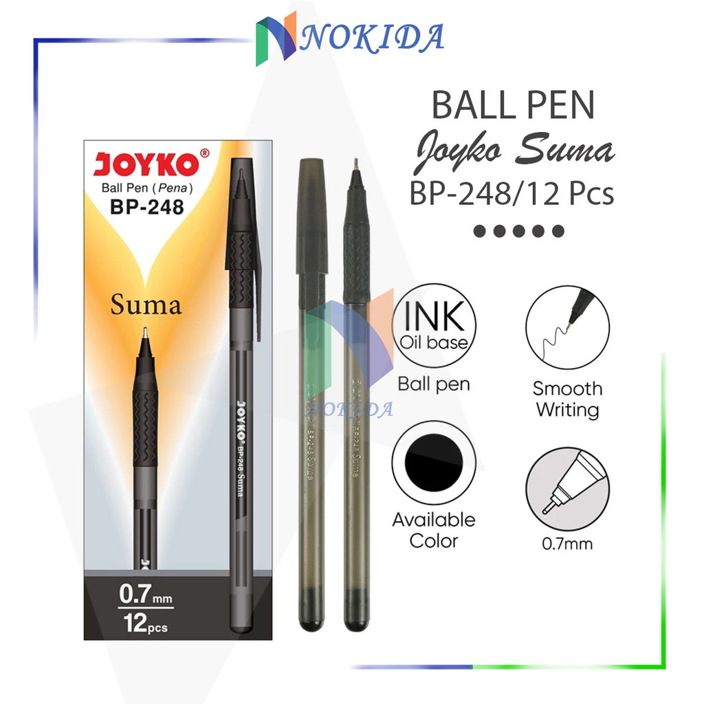 

Nokida Bollpoin Joyko 1 Pak [BP-248] / Pena Bolpen Pulpen Ball Pen Ballpoint 1 Pack Warna Hitam Merah Biru 0.7 mm