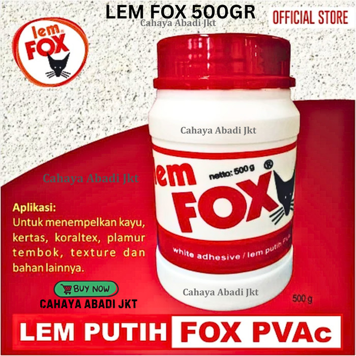 

Lem Fox Putih Pvac 500gr / Lem Fox Kayu Kertas 500gr
