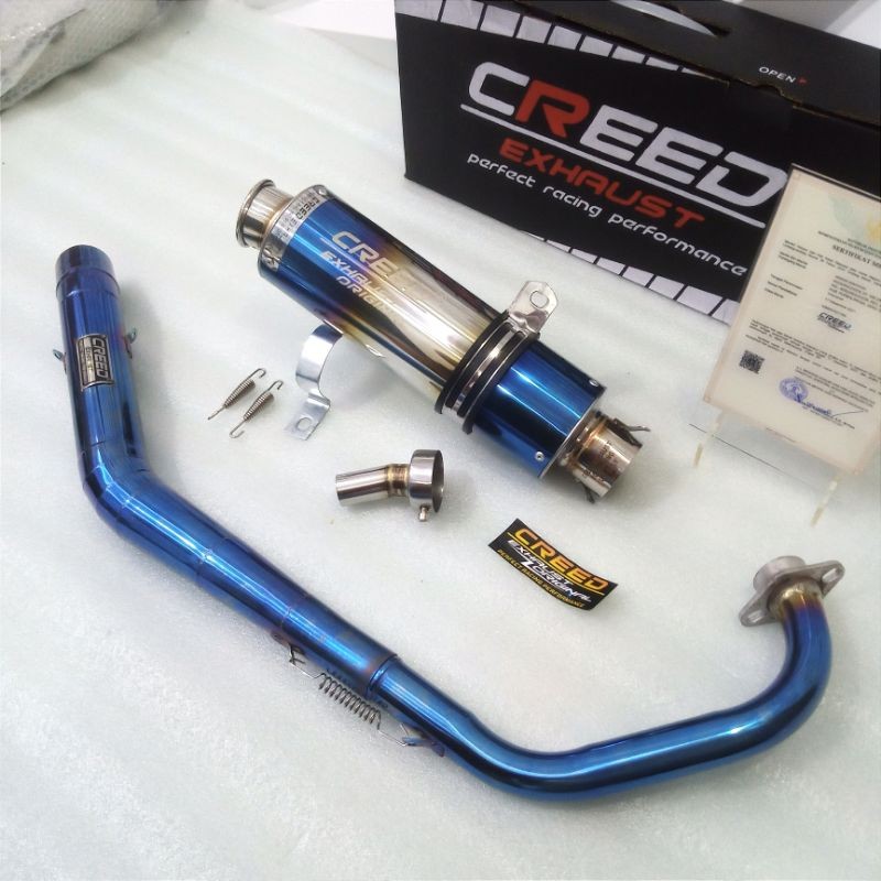 Knalpot Racing CREED exhaust type DS Blue for CBR 150 R Facelift CB 150 R R15 v1-v3 VIXION SATRIA FU