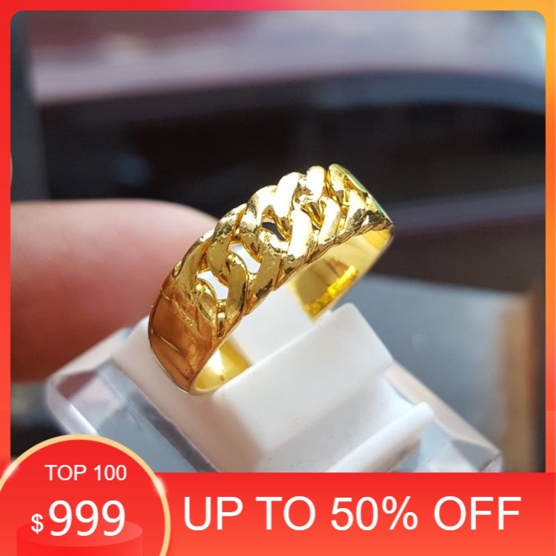 Cincin Lapis Emas Model Rantai Double