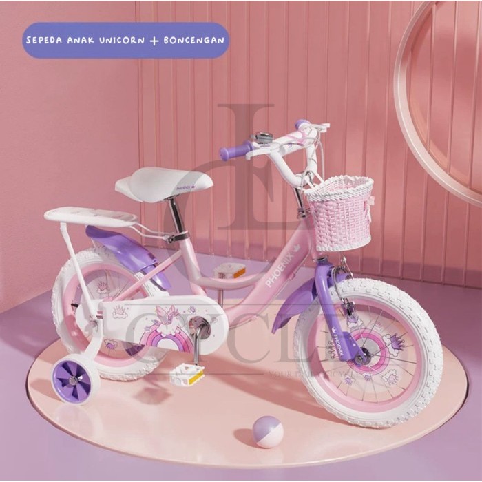 [READY] Sepeda Anak Perempuan Phoenix Unicorn - 12, 14, 16 dan 18 Inch - Boncengan, 14 Inch GUS