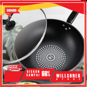 Diamond Wok Pan Wajan Penggorengan Anti Lengket Batu Medis Ukuran 32 CM