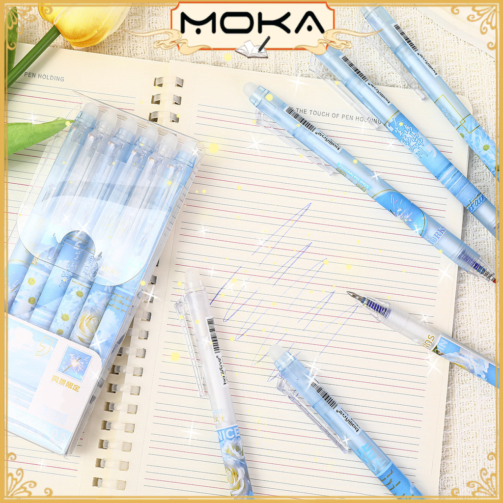 

MOKA PEN ENTERNAL FLOWER SERIES 1 SET ISI 6 PCS QUICK DRYING SMOOTH / ENTERNAL FLOWER SERIES PEN / PULPEN BIRU BISA DIHAPUS MKP67