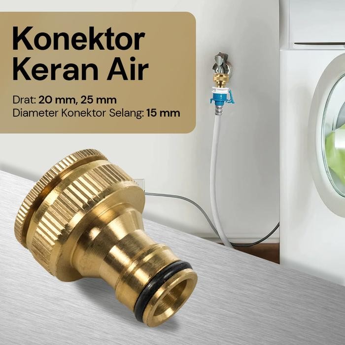 Konektor Kran Air Kuningan Selang Drat Dalam Mesin Cuci Keran JM009