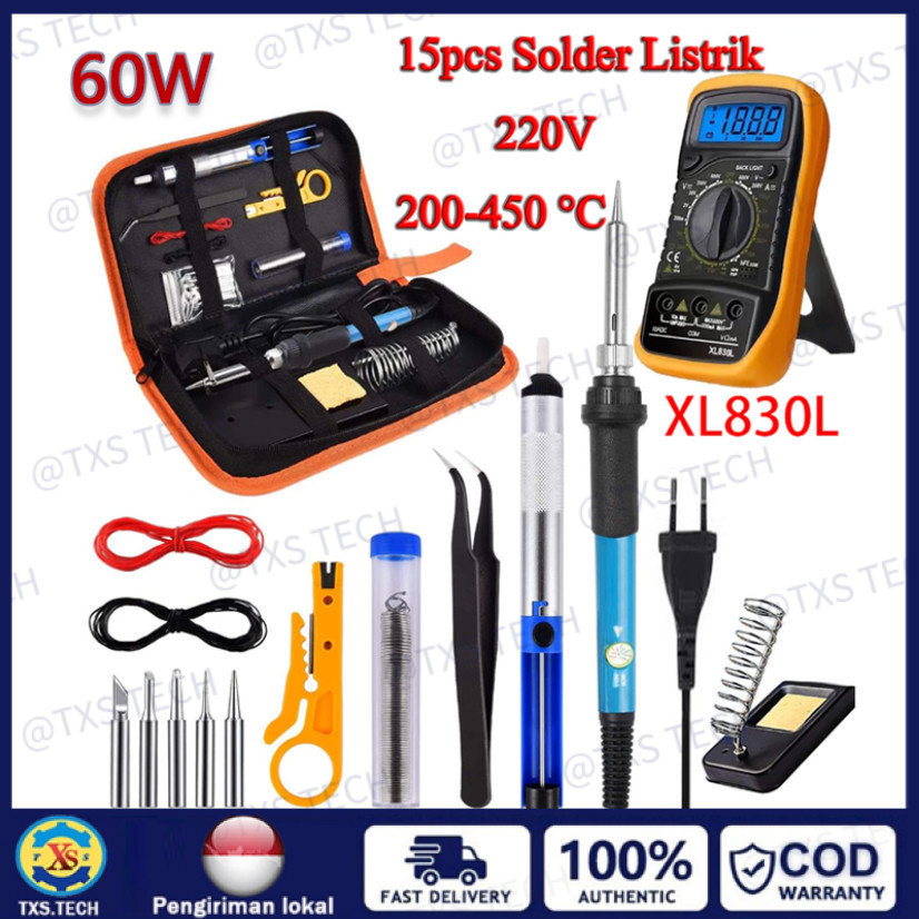 Multitester Digital Multimeter Digital Solder Listrik 60 Watt Set Paket Lengkap Soldering Iron Penye