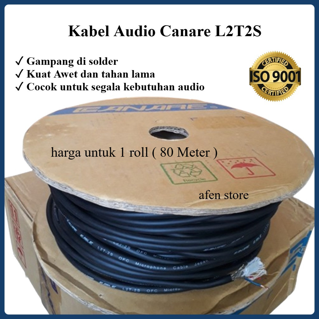 Kabel Audio Mic Canare L2T2S | L2T-2S Standard Ukuran Besar Audio Canare Cables 1 Roll ( 80 Meter )