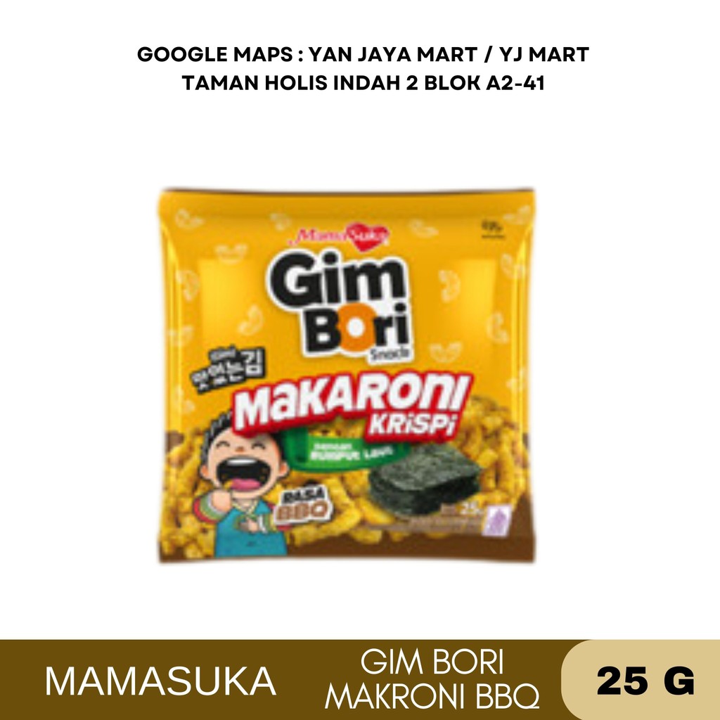 

Mamasuka Gim Bori Makroni Barbeque / Spicy (Pedas) 25 g / 1 PCS