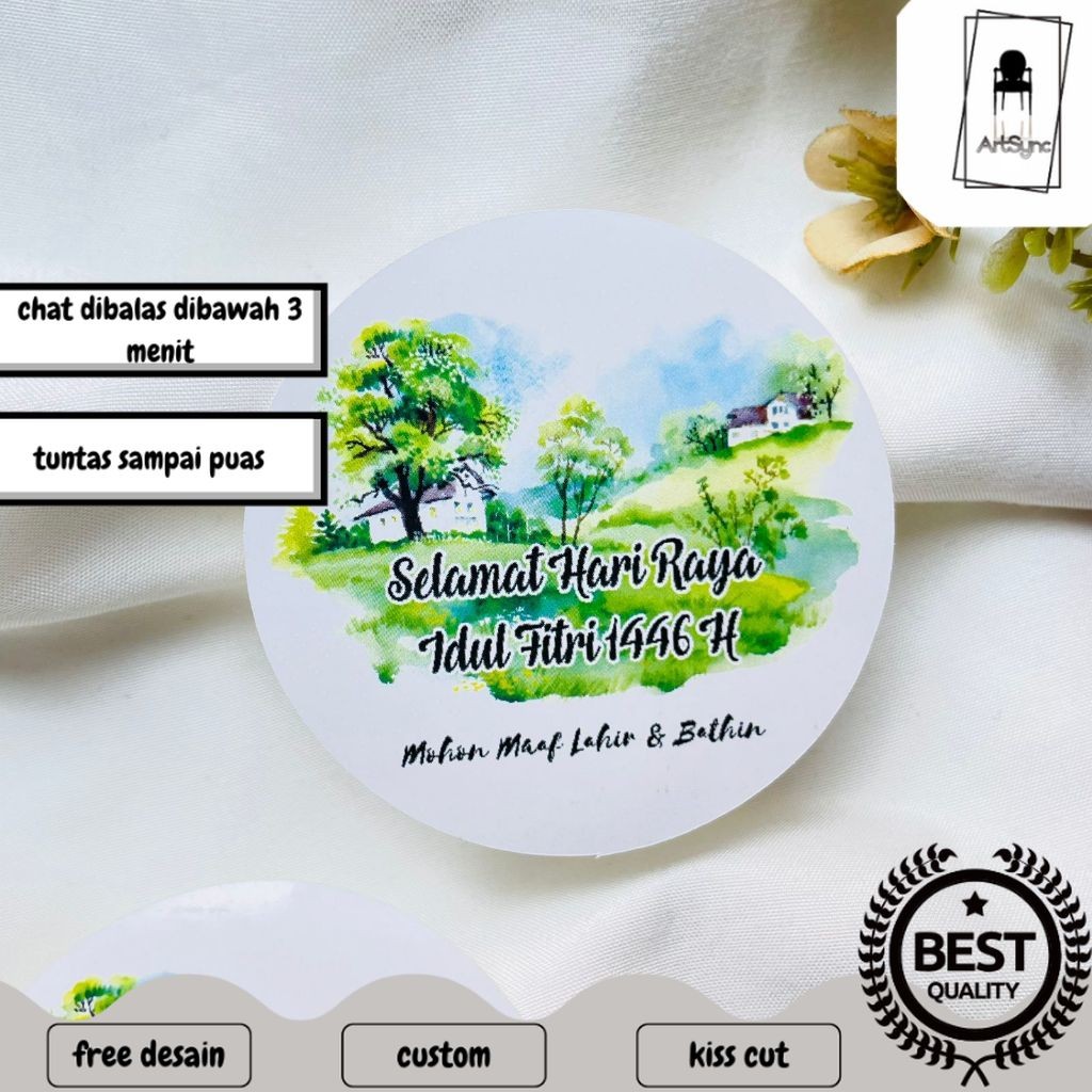 

Syncart 2-4 Cetak Sticker Label Bulat Idul Fitri Stiker Lebaran Toples Label Kue