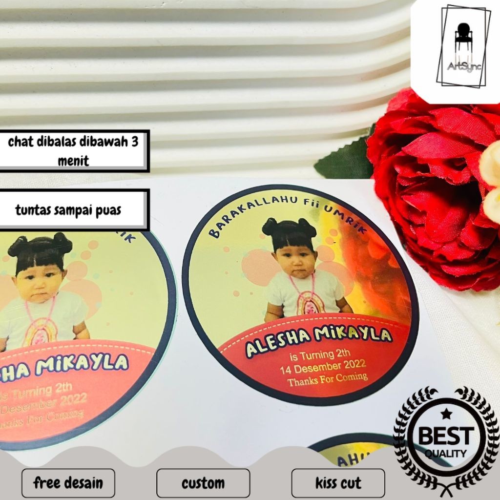 

Syncart 5-8 Stiker Gold/Silver Ulang Tahun Anak Sticker Label Undangan Happy Birthday Uk.Sedang