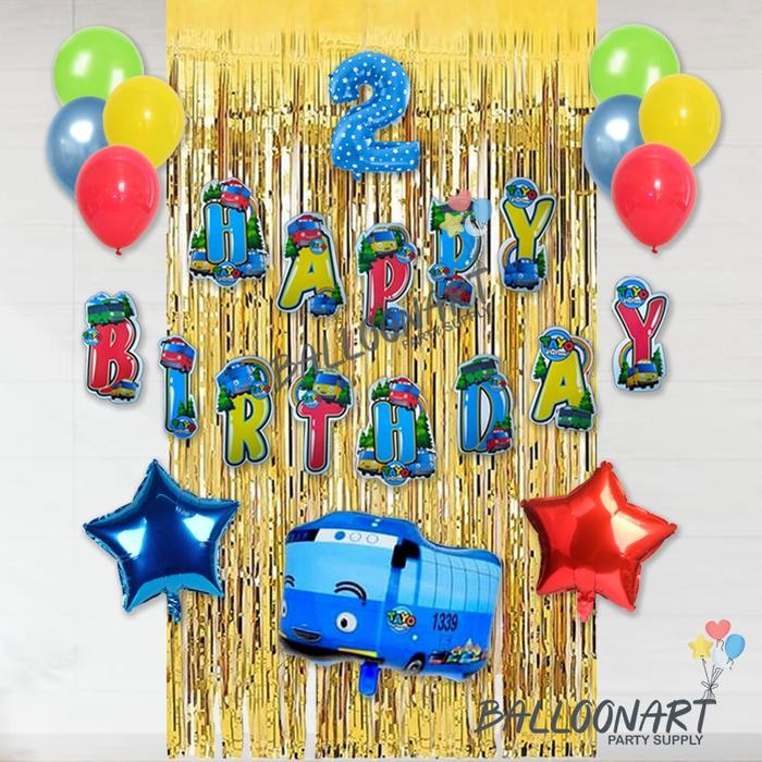 [[New Collection]] BUS KECIL SIMPLE BALON FOIL/PAKET DEKORASI ULANG TAHUN ANAK LAKI/DEKORASI ULTAH M