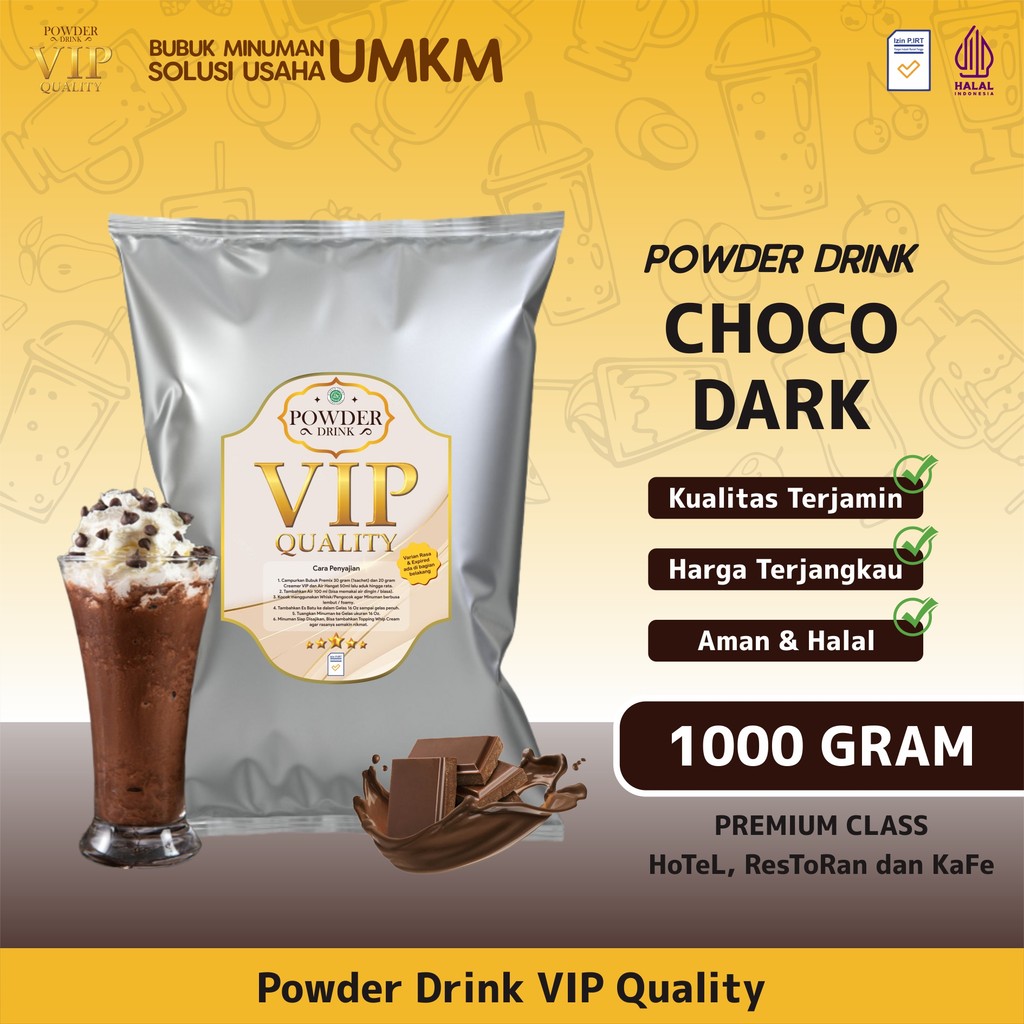 

Bubuk Minuman Kekinian Boba Instan Powder Drink VIP Rasa Choco Dark 1 Kg