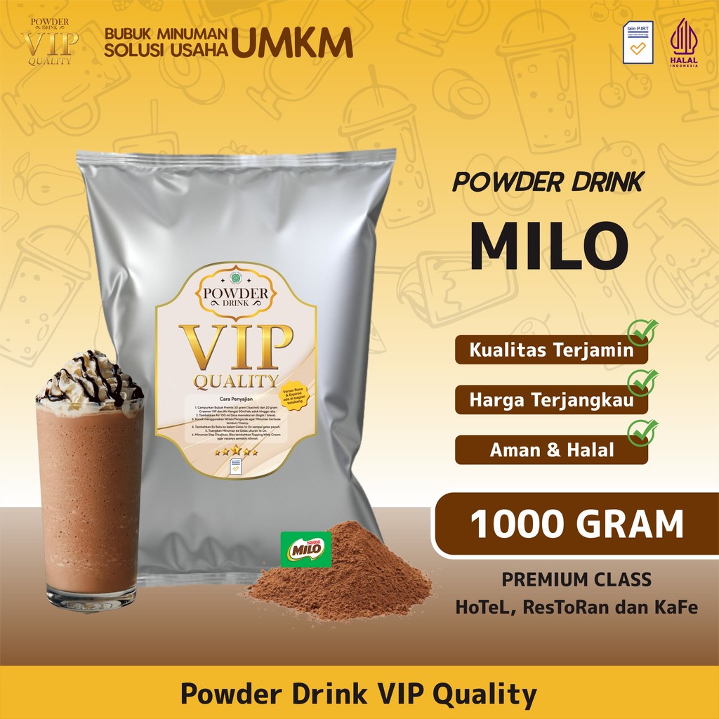 

Bubuk Minuman Kekinian Boba Instan Powder Drink VIP Rasa Milo 1 Kg