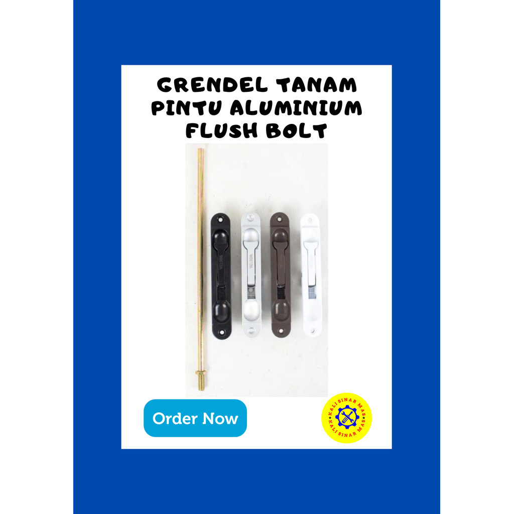 Grendel Tanam Pintu Aluminium WELDOM Flush Bolt Slot Kunci Penahan Daun Pintu Swing