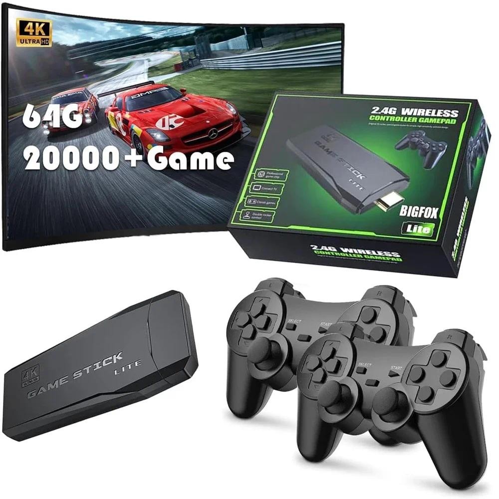 Retro Gaming Console 4K HD 20000+ Games 64GB - 2.4G Wireless for GBA/FC/PS1/MD, Portable TV Game Sti