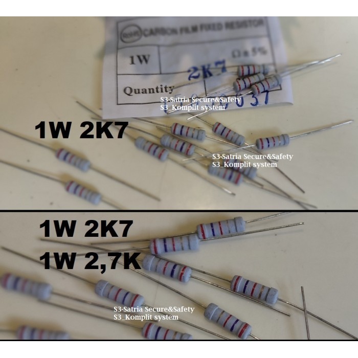 Resistor 1Watt 1W 2K7 ohm 2K7ohm 2.7K 2,7K 2.7ohm 2,7Ohm 1W2K7