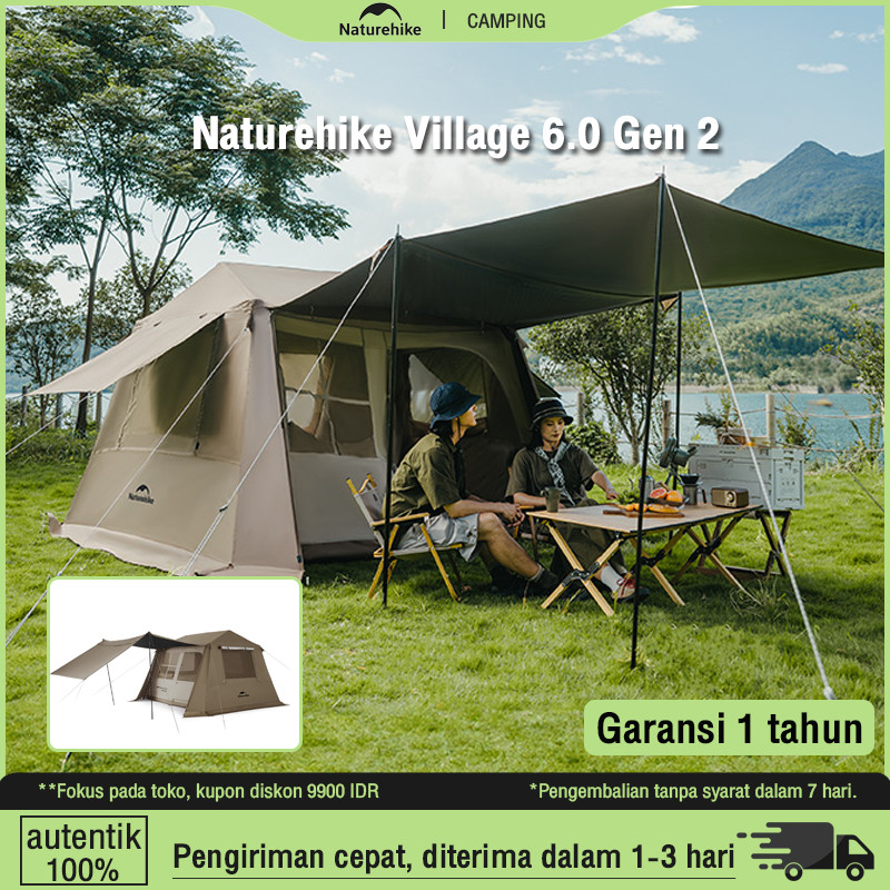 Naturehike Tenda Village 6.0 Automatic Outdoor Camping Tent 3-4 Orang Tenda Outdoor Camping