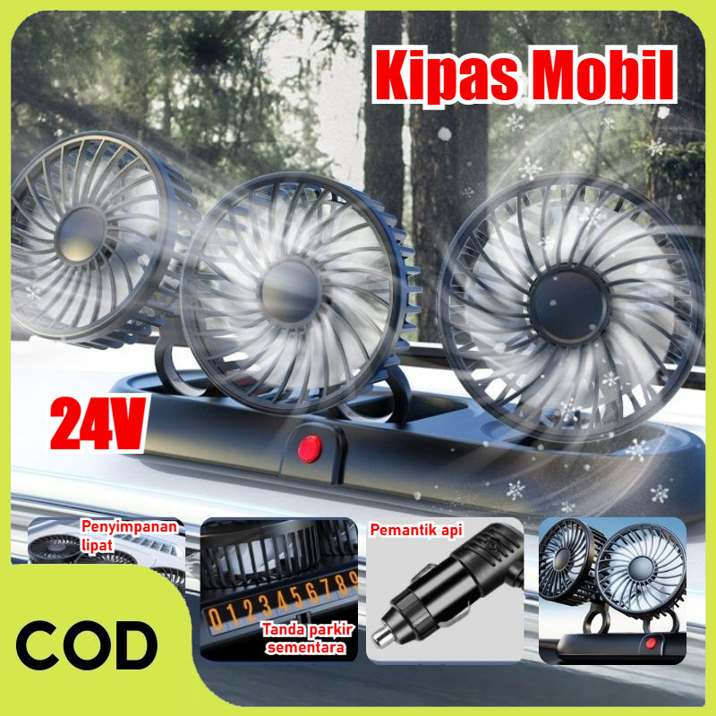 【COD】Kipas Angin Mobil 24Volt 3/4 Kepala Kipas Angin Portable Mobil Gantung Kipas Dasbor  Dingin Ac 