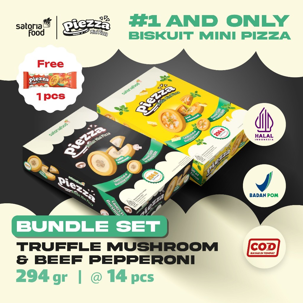 

Snack Piezza Bundle Set Bolognese Truffle Mushroom Pepperoni 294gr ( 21gr x14pcs ) Biscuit | Cemilan Biskuit Pie Mini Rasa Pizza