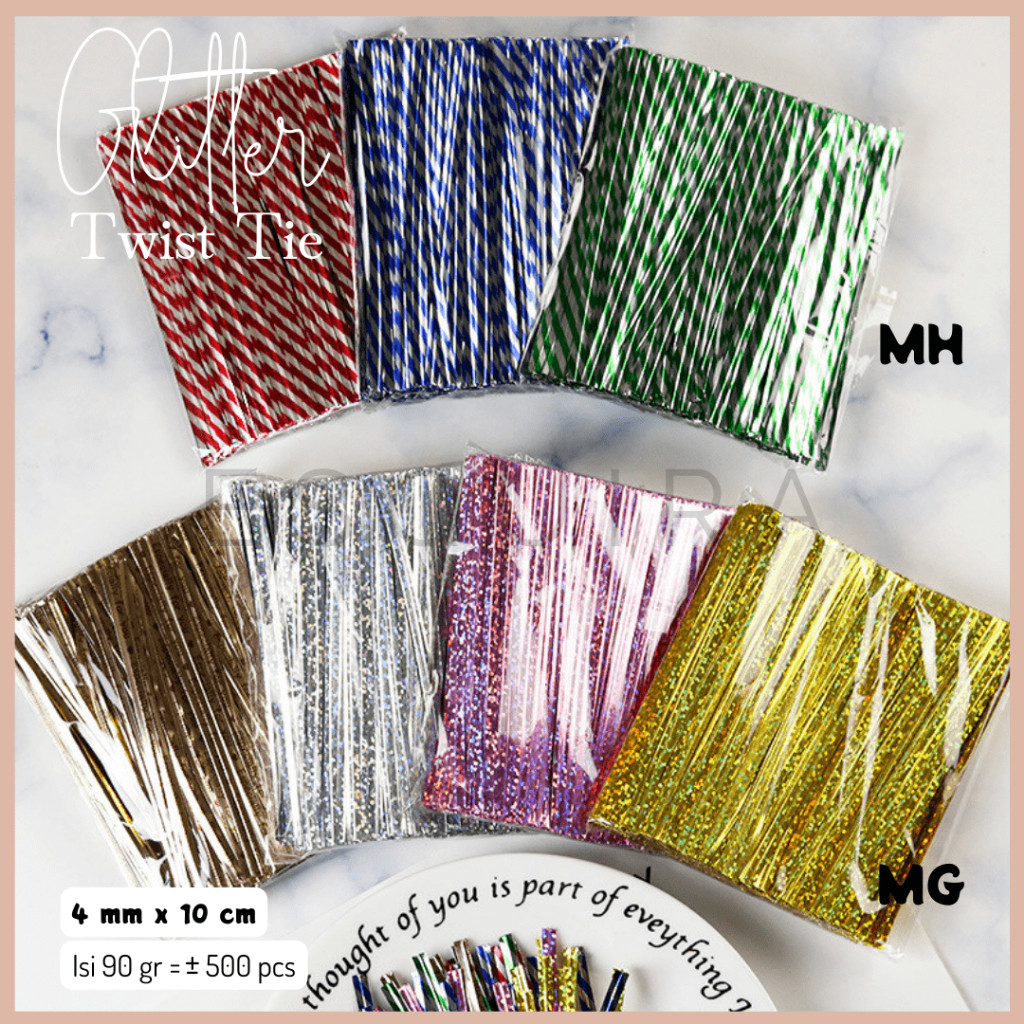 

(ECO) Glitter Twist Ties / Kawat Pengikat Kemasan / ± 500 pcs