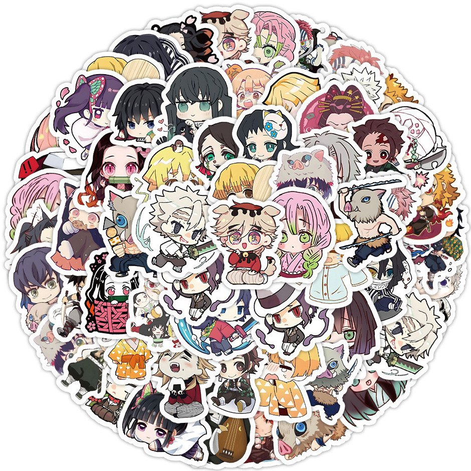 

60PCS Q version Demon Slayer Kimetsu No Yaiba Stickers For Luggage Phone Case Laptop Notebook Decals Kids Gift