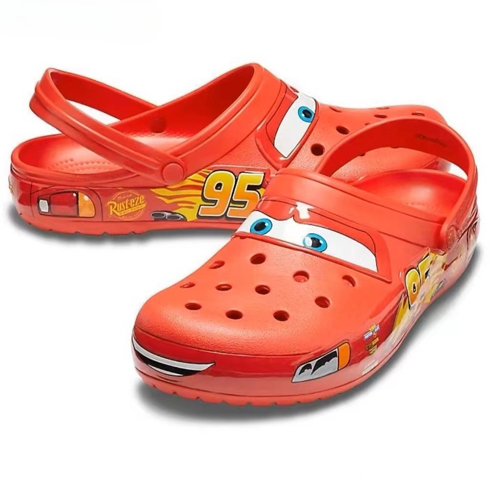 Sandal Cross Mcqueen Dewasa Uniseks Sepatu Lubang Mobil anak Cross cars mquin Red  sandal anak cars 