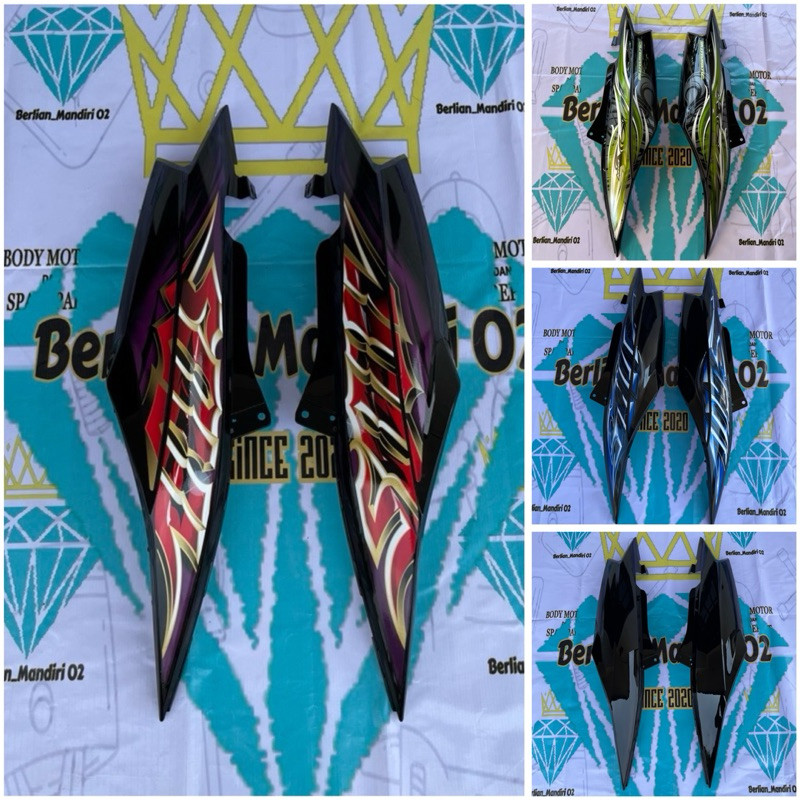 COVER BODY BELAKANG MIO SOUL KARBU PLUS STIKER MERAH , BIRU , HIJAU , HITAM