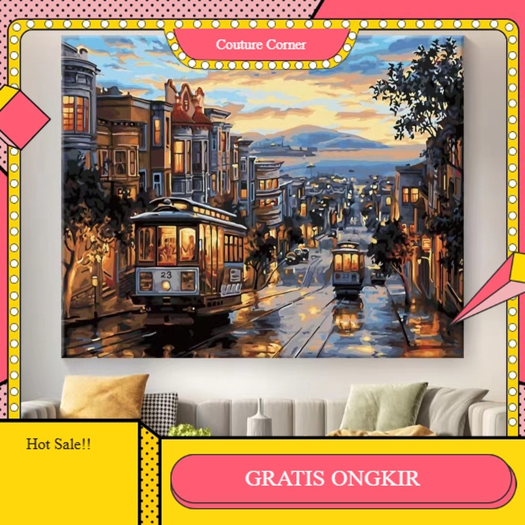 

【CORNER1】 SALE!! DIY Painting Canvas Paint By Number kit Lukisan 40x50cm