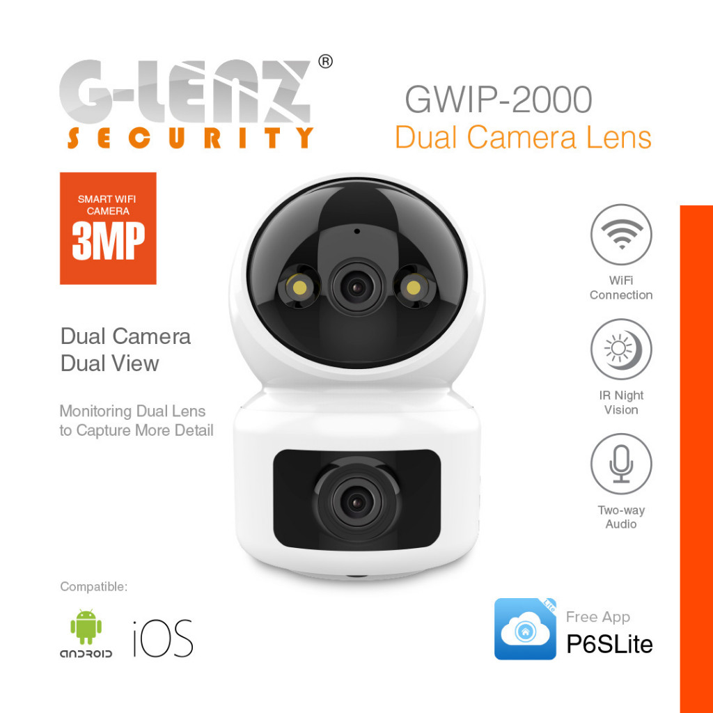 GLENZ CCTV WIFI PTZ - DUAL CAMERA 3MP INDOOR (GWIP-2000)