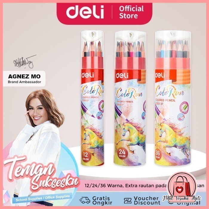 

DELI004 Deli EC00307 Pensil Warna 12 Warna dengan Bonus Rautan Pensil Diatas Y1668