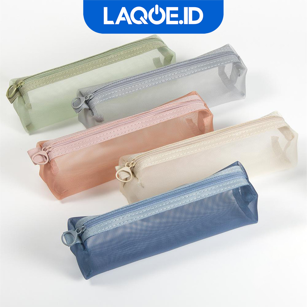 

Tempat Pensil Transparan Pouch Kosmetik Jaring Polos Tempat Penyimpanan Alat Tulis Simple ATK3010