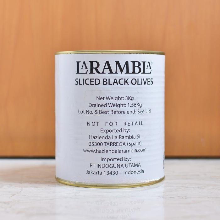

Black Olive Slice La Rambla / Zaitun HItam Potong La Rambla 3 Kg