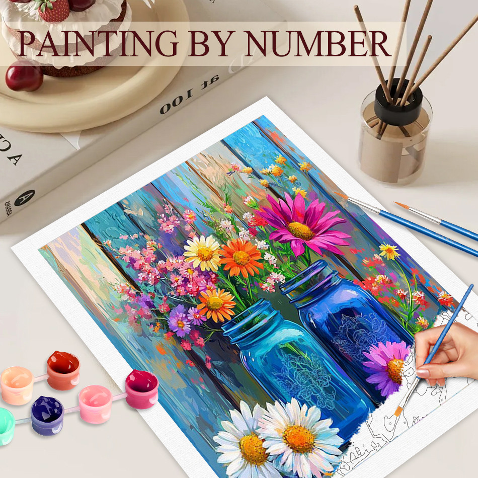 

GATYZTORY Oil Painting By Numbers For Adults Flower Drawing Picture Paint With Numbers For Adults Diy Crafts Home Art Decor