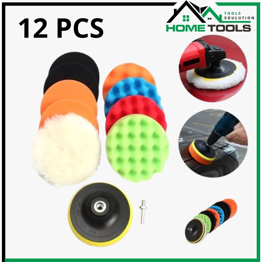 Mata gerinda poles body mobil mata bor poles body motor set lengkap 12 pcs busa wol termasuk konekto