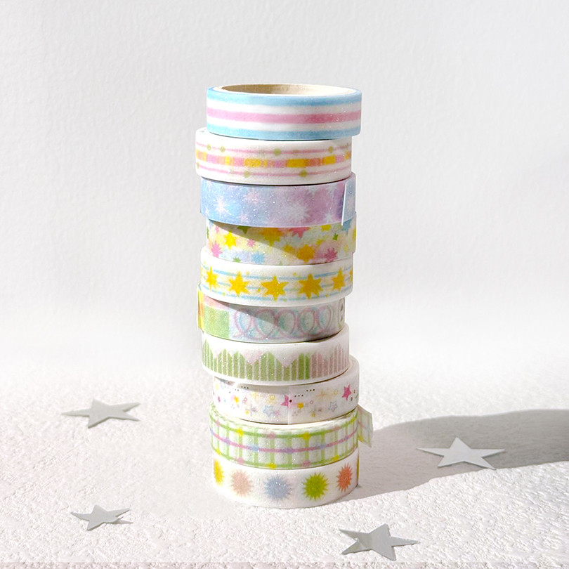

5Pcs Glitter Matte Washi Tape Scrapbooking Supplies Washi Tape Set Diary Decoration Basic Cinta Adhesiva Decorativa Washi Tapes