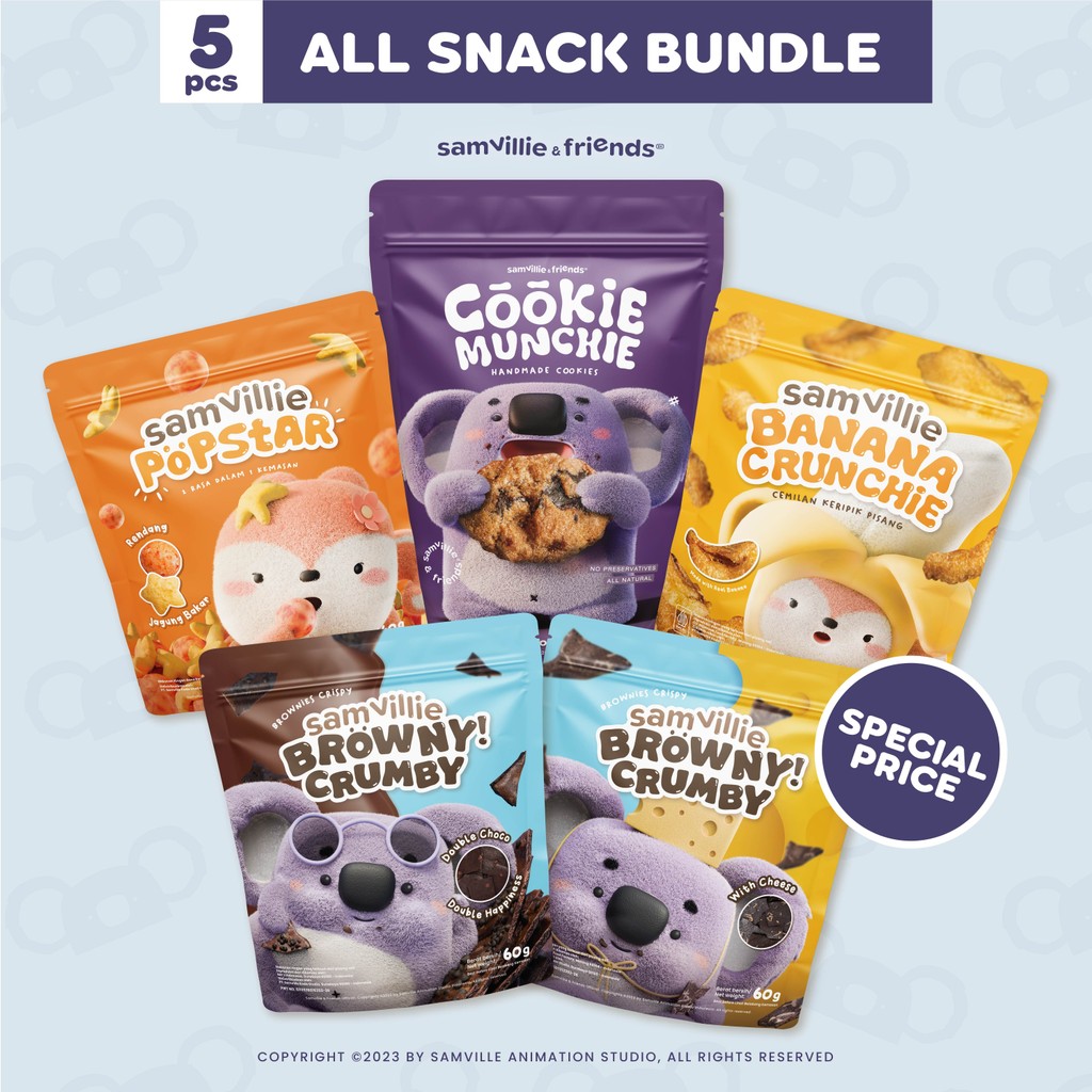 

All Snack Bundling by Samvillie | Popstar Banana Crunchie Brownie Crumby Cookie Munchie 5 pcs